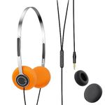 iKF Y3 Earphones Wired Stereo Headphones, Retro Style, Adjustable Headband, 3.5mm Jack, Replaceable Orange Ear Pads, Bluetooth V5.3- Suitable for Walkman, Computer