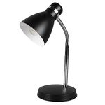 Britalia Matt Black & Chrome Retro Metal Adjustable Table Desk Lamp with Dome Shade | 33cm Height | 1 x ES E27 Lamp Bulb Required | UK Approved | Chromed Head Band