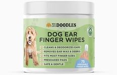 We Love Doodles Dog Ear Wipes - Pre Soaked Finger Ear Wipes for Dogs, Safe & Gentle Ear Cleaner for Dogs, Cleans & Deodorizes, Pet Wipes for Dogs, Dog Cleaning Wipes for Easy Grooming, 75 pcs