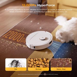 Roborock Qrevo S5V Robot Vacuum Mop – 12,000Pa Suction, FlexiArm, White