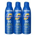 Coppertone SPORT Continuous Sunscreen Spray Broad Spectrum SPF 50 Multipack (5.5 Ounce Bottle, Pack of 3) (Packaging May Vary)