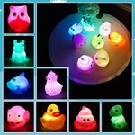 Lictin Baby Bath Toys, 8PCS Light Up Bath Toys for children, Light Up Toy Set with Storage Bag Bathtub Floating Toys with Cute Animals for Kids Bathtime Gift