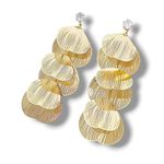 OOPS MODERN Drop Dangle Earrings Set for Women and Girls | Celebrity Inspired Trendy Latest Stylish Gold Plated Earrings Set Of 1 (Flower Petals Three Layered Earrings)