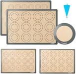 Katbite Silicone Baking Mat Set of 5, Food Grade Non-stick Reusable Cookie Sheet Bakeware Mats for Making Macaron, Cookie, Pizza, Pastry