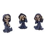 ICE ARMOR 3.5" H 3-PC Grim Reaper Hear-No, See-No, Speak-No Evil Figurine Set Statue Decoration Office Desk/Home/Living Room/Table Decor, Perfect House Warming Gifts for New Home