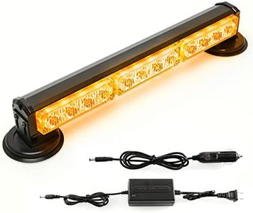 BooYu 14" Battery Powered Emergency Strobe Lights Bar for Truck Vehicle Trailer Rechargeable Roadside Wireless Rooftop Mini Hazard Flashing LED Beacon Warning Light w/Magnetic Base (Amber)
