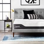 LUCID 12 Inch King Hybrid Mattress - Bamboo Charcoal and Aloe Vera Infused Memory Foam - Motion Isolating Springs - CertiPUR-US Certified