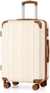 Coolife Luggage, Suitcase with Durable and Lightweight, Checked Luggage with ABS Hardshell, Dual Spinner Wheels, TSA Lock, and YKK Zipper (apricot white, M(24in))