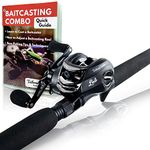 Tailored Tackle Bass Fishing Baitcasting Combo 7 Ft 2 -Piece | Casting Rods Med. Heavy Fast | 7 BB Baitcast Reels Ratio - 6.3:1 | Baitcaster (Right)