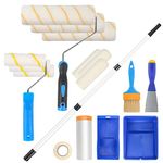 Zezirdas 18 Pieces Roller and Paint Brush Set - includes Telescopic Aluminium Alloy Paint Roller Brush, Paint Tray, Roller Frame, Roller Brush etc., Roller Set for Painting Walls, Edges & Ceilings