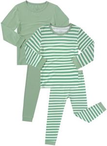 JunNeng Bamboo Viscose Toddler Boys Striped Pajamas 4 Pcs Green Set 11-12Y
