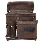 TOUGH MASTER Belt Tool Pouch, 3 Multi Pockets Suede Leather Nail Work Pouch, DIY Organiser for Builders, Carpenters, Gardeners, Electricians