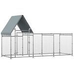 PawHut Walk in Chicken Run, Large Galvanized Chicken Coop, Hen Poultry House Cage, Rabbit Hutch Metal Enclosure with Water-Resist Cover for Outdoor Backyard Farm, 119" x 42" x 68"