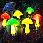 Abkshine Upgraded Outdoor Solar Garden Mushroom Lights(6 Mushrooms Lamps), 8 Modes Outside Waterproof Solar Powered Garden Christmas Lights Decorations Garden, Yard, Lawn, Pathway.(Multi-Colored)