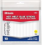 BAZIC Hot Melt Glue Sticks Dual Temp Full Size 3.9" x 0.43", All Purpose Industrial Glue Stick, Quick Repair Home Improvement Crafts (10/Pack), 1-Pack