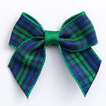 Italian Options Tartan Ribbon Bows 12-Piece Pack, 4 cm Bow Width, Green Blue