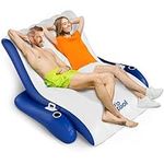 Inflatable 1-2 Person Pool Recliner Lounge Float with Cup Holders - For Pool, Lake, River, Beach