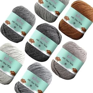 Off-The-Yak Medium Worsted Weight #4, Knitting and Crocheting Wool Yarn, Multi-Color Assortment Craft Set of 7 Skeins (840yds/700g) 25% Yak, 50% Wool, 25% Acrylic - Gray Pack