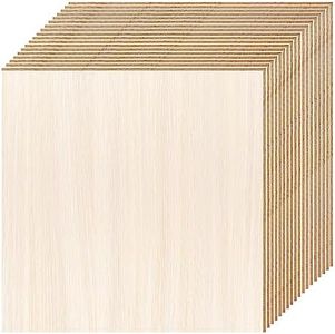 DIYDEC 18 Pack Basswood Sheets 6X 6 x 1/16 Inch Thin Plywood Wood Unfinished Squares Boards Balsa for Crafts Architectural Models Laser Cutting Burning and Drawing, (DIYDEC-US-ST221M1P1)