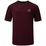 BASSDASH Men’s UPF 50+ Short Sleeve Fishing Shirts Performance Cooling UV Sun Protection Hiking T-Shirts, Burgundy, Large