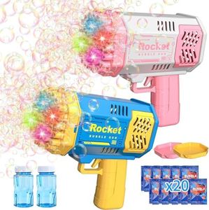 Neoot Bubble Guns, 2PCS Bubble Machine Gun with 40 Hole Light Sounds Bubble Machine for Kids Toddlers Toys Bubble Blower, Bubble Blaster, Summer Outdoor Toys, Birthday Gifts for Kids