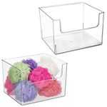 mDesign Bathroom Storage Box – Plastic Storage Box for the Bathroom – Practical Storage for Bathroom Accessories and Cosmetics – Set of 2 – Clear