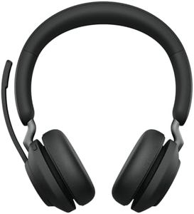 Jabra Evolve2 65 Headphones with Noise Cancelling Mic – On Ear Wireless Stereo Headset with Microphone - Microsoft Teams Cert - Long Lasting Battery – USB C Bluetooth Adapter – Black