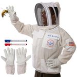 Bee Jacket with Veil & Gloves Sting Proof Bee Suit Ventilated 3 Layer Bee Outfit Beekeeping Protective Gear for Men & Women(2XL)