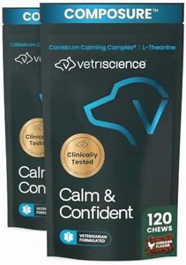 VetriScience Calm & Confident Chews, Composure Clinically Tested Calming & Anxiety Supplement for Dogs, Reduce Stress and Fear, Ideal for Thunderstorms, Fireworks & Travel 120 Count (Pack of 2)