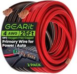 GearIT 4 Gauge Wire Oxygen Free Copper OFC (25ft Each- Black/Red Translucent) 4 AWG - Primary Automotive Wire Power/Ground, Battery Cable, Car Audio Speaker, RV Trailer, Amp, Electrical 4ga 25 Feet