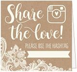 25 Kraft Lace Wedding Hashtag Signs, Rustic Vintage Table Top Place Cards or Photo Booth Oh Snap Sign, Quotes for Wedding, Wedding Reception or Ceremony Decor