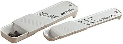 KitchenArt Adjust-A-Teaspoon And Adjust-A-Tablespoon Set, Plastic, 2-Piece, White,9 x 3.5 x 0.75 inches