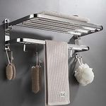 Bathoyum Bath Accessories Premium 304 Stainless Steel Folding Towel Rack for Bathroom Accessories (24 Inch- Chrome Finish, Silver) Made in India (Silver 1)