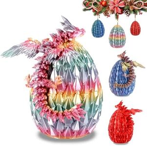YUE MOTION 3PCS 3D Printed Dragon Egg Keychains - Articulated Fidget Toys for Executive Home Office Decor Suprprise eggs, stocking stuffers - Gifts for Gamers, D&D Fans (Style-2)