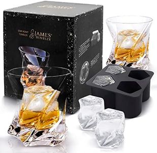 James Bentley STAR Whiskey Glasses set,Scotch Glasses,Bourbon Glasses++FREE Ice Cube Mold,Heavy Hand Blow Crystal Whisky Glasses Unique Tumblers for Drinking Scotch,Bourbon, Bar Set Gift set
