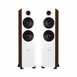 Fluance Ai81 Elite Powered 2-Way Floorstanding Tower Speakers, 150W Built-in Amplifier for 2.0 Stereo Music & Movie Listening, TV, Turntable, PC & Bluetooth - 2X RCA, Optical, Sub Out (White Walnut)