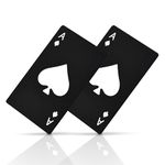 Kitchen Expert Stainless Steel Bottle Opener | Set of 2 | Ace of Spade Card Shape | Wallet Size Cap Opener | Poker Design | Bar Tools | Soda Opener | Black