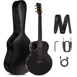 Enya Carbon Fiber Acoustic Electric Guitar X4 Pro Mini AcousticPlus 36” 3/4-Sized Guitar Bundle with Hard Case, Leather Strap, Instrument Cable & USB Type-C Charging Cable(X4 PRO MINI)