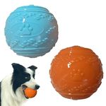 2Pcs Dog Balls, 9CM Dog Toys Squeaky Dog Ball Teeth Cleaning Puppy Chew Toys Pet Training Ball Big Interactive Dog Ball for Playing, Training, Interacting (Light Blue, Orange)