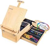 Spardar Wooden Table Easel, Adjustable with 55-Piece Deluxe Painting Set, Includes 24 Acrylic Paints, 10 Acrylic Brushes, Canvas Board and Other Painting Accessories for Beginners, Artists and Artists