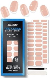 Beaolata Real Gel Nail Strips (No UV Light Needed) - 44Pcs Salon Quality Nail Stickers - Long Lasting Polish Wraps for Women, Easy Apply & Remove (Nude Blush)