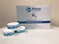 Primo Dental Products CR Cotton Rolls, 2 Medium, 1.5" Non-Sterile (Pack of 2000)