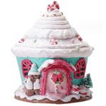 Christmas Gingerbread House Decorations Light Up Cartoon Christmas Gingerbread House Kit Decor Gingerbread Christmas Decorations for Home Tabletop Showcase, No Battery (Green)