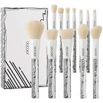 Docolor Makeup Brushes Set Professional 12Pcs Comic 2D Make up Brush Set Premium Synthetic Kabuki Brush Cosmetics Foundation Concealers Powder Blush Blending Face Eye Shadows White Brush Sets