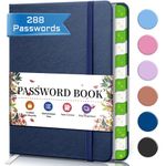 Password Keeper Book with Alphabetical tabs, Hardcover Small Password Books for Seniors, Internet Password Logbook Journal Website Address Login, Perfect Pocket Size Password Keeper – Dark Blue