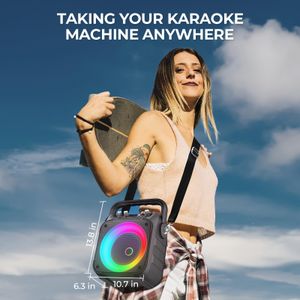 Ankuka Karaoke Machine – Portable Bluetooth Speaker, Black