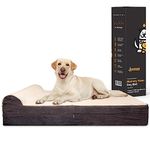 KOPEKS Jumbo Orthopedic Dog Bed - 7-inch Thick Memory Foam Pet Bed with Pillow with Removable Cover & Free Waterproof Liner - for Large Breed Dogs, XL, Brown-Plush Top