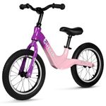 14" Balance Bike for Boys and Girls, Air Tires with Magnesium Alloy Frame, Lightweight No Pedal Kids' Bike for 3-6 Years Old, Training Bike with Adjustable Handlebar and Seat (Purple&Pink)