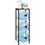 Water Jug Holder Rack 3-Tier Water Storage Organizer with Shelves for 5 Gallon Water Bottle Dispenser Stand for Office Kitchen Living Room Office, Rustic Brown