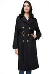 Orolay Women's Trench Coat with Belt Lightweight Double-Breasted Long Length Jacket Black XL